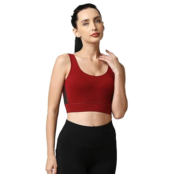 SOIE Women’s Medium Impact Longline Sports Bra – Cotton Spandex, Non-Padded & Non-Wired